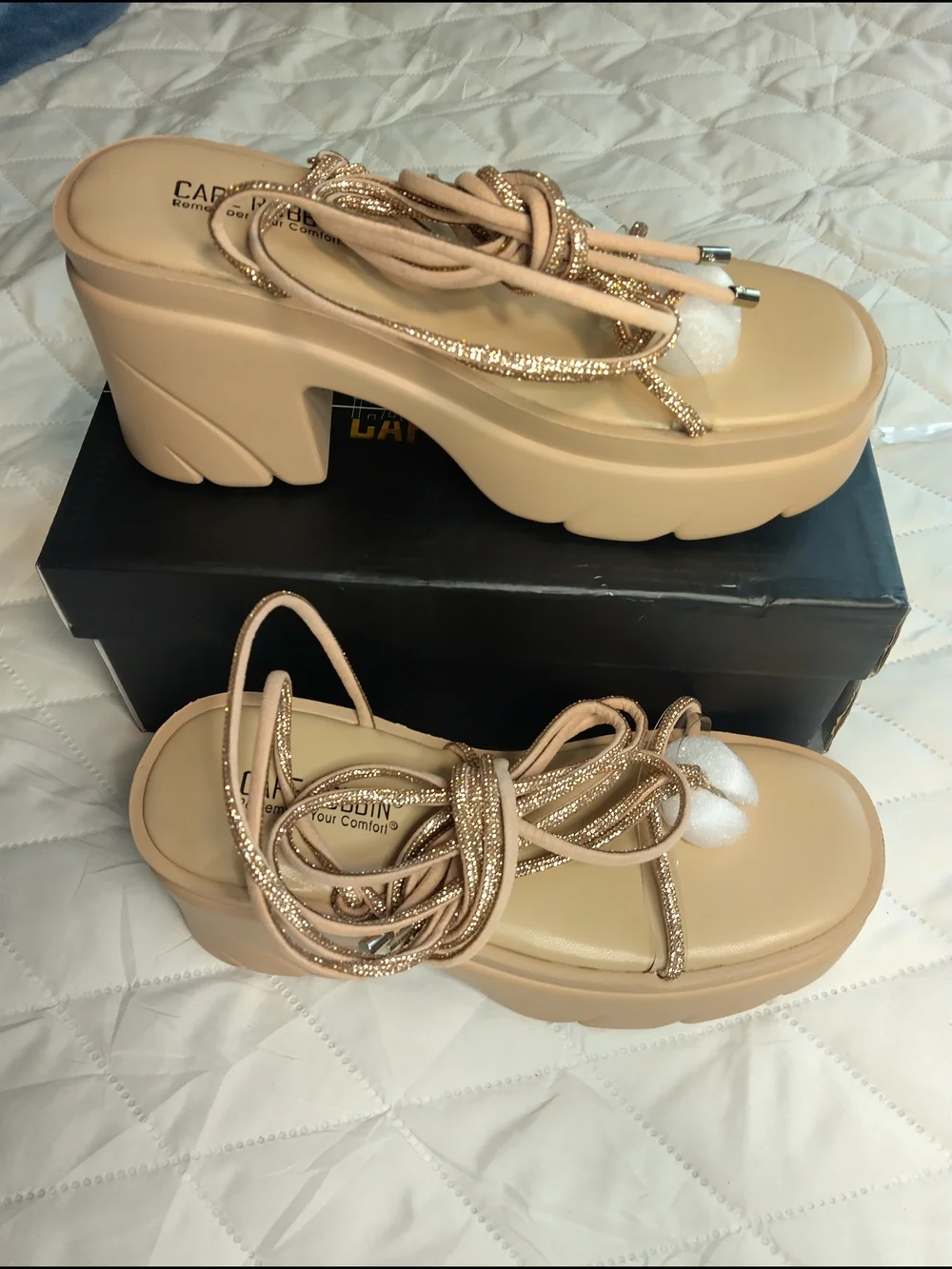 Cape Robbin Nude Blush Lace-Up Platform Sandals